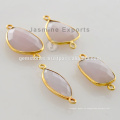 Natural Vermeil Pink Chalcedony Enlace del conector bisel